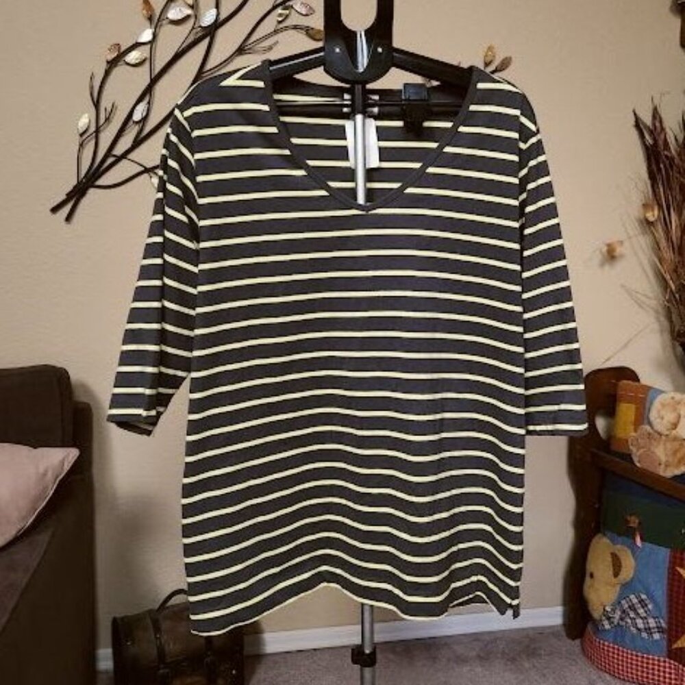 NWT Wild Palms sz XXL gray / yellow striped shirt
